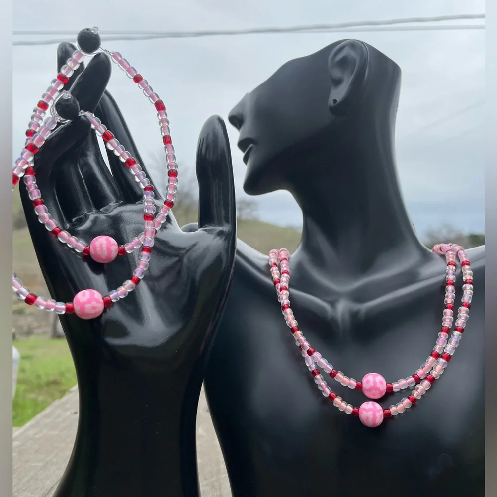 Pink valentine’s day jewelry set - Picture 1 of 4